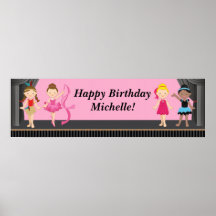 Baner 40x12 för Ballerinadansfödelsedagsfest Affischer
