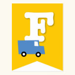 Baner F för Bunting för födelsedagsfest för pojkel vykort
