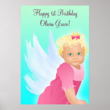 Baner för födelsedagsfest för ängelbaby 1st posters