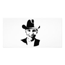 Barack Obama cowboyhatt Anpassingsbara Fotokort