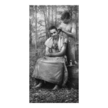 Barberare - WWII - soldat- frisyr Hälsningskort Med Foto