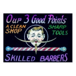 Barberaren shoppar kompetent barberare som rengöri visitkort