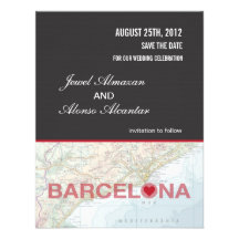 Barcelona Spanien spara datum meddelande Anpassade Inbjudningskort