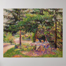 Barn i en trädgård på Eragny, Camille Pissarro Print