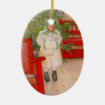 Barn i Snowsuit vid julgranen Jul Dekorationer
