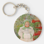 Barn i Snowsuit vid julgranen Nyckel Ring
