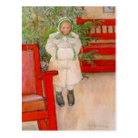 Barn i Snowsuit vid julgranen Vykort