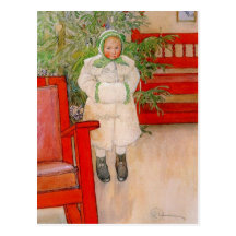 Barn i Snowsuit vid julgranen Vykort