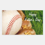 Baseball with Glove Happy Father's Day Rectangular Stickers