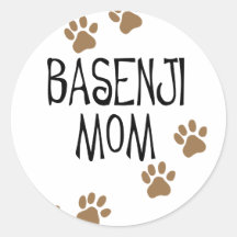 Basenji mamma runda klistermärken