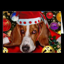 Bassethundjulkort kort