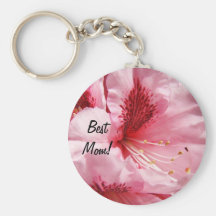 Bäst mamma! rosa Rhododendronblomma för keychain Nyckelring