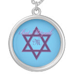 Bat mitzvah halsband för lila- och blåttdavidsstjä