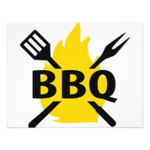 Bbq-bestick med flammar symbolen tillkännagivande