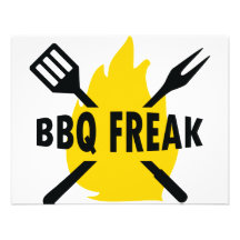 BBQ-Freaken med bestick och flammar symbolen Individuella Inbjudningskort