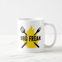 BBQ-Freaken med bestick och flammar symbolen muggar