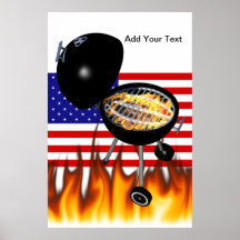 BBQ grillar och amerikanska flaggandesignen Affischer