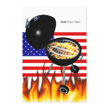 BBQ grillar och amerikanska flaggandesignen Kanvasdukar Med Gallerikvalitet
