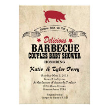 BBQ kopplar ihop baby showerinbjudan