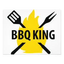 Bbq-kungen med flammar symbolen kort för inbjudningar
