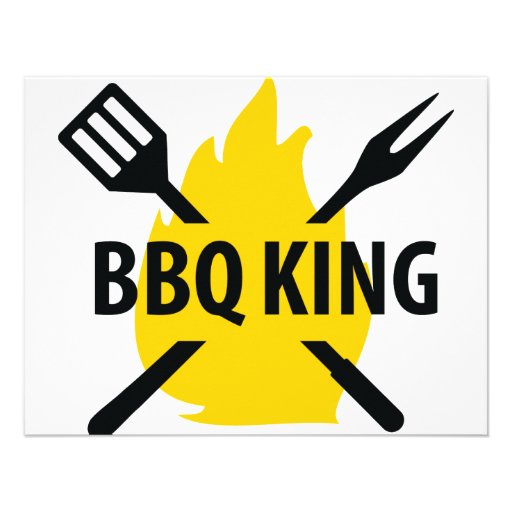 Bbq-kungen med flammar symbolen kort för inbjudningar