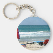 beach chairs surfboards umbrellas sand ocean sm keychains