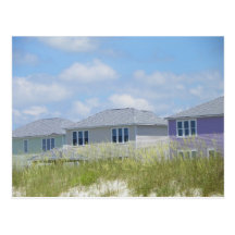 Beachfront hem för kust- färgvykort