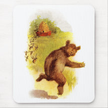 Bear Running From Bees Mousepads