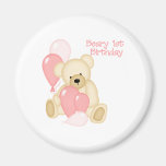 Beary 1st födelsedag (FLICKAN) Magnet För Kylskåp