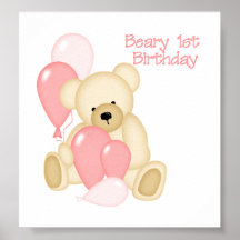 Beary 1st födelsedag (FLICKAN) Print