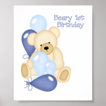 Beary 1st födelsedag (POJKEN) Affischer