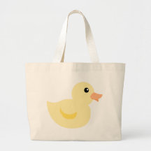 Bedotted anka i gult tote bags