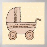 Beige babyPram. På finnig bakgrund Affischer