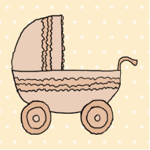 Beige babyPram. På finnig bakgrund Cut Out