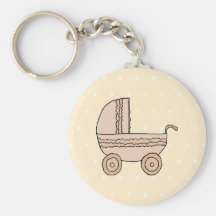 Beige babyPram. På finnig bakgrund Nyckelringar