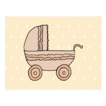 Beige babyPram. På finnig bakgrund Vykort
