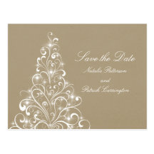 Beige Sparkly helgdagträdspara dateravykortet