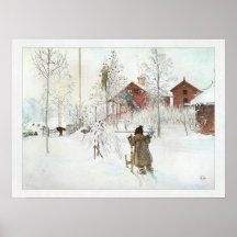 Bekläda gården och tvätta huset Carl Larsson Affisch