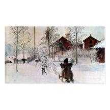 Beklädagården och tvättar huset i snön visit kort
