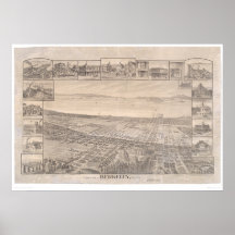 Berkeley panorama- karta 1891 (återställd 0099A) f Affischer