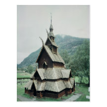 Beskåda av den Borgund notsystemkyrkan, c.1150 Vykort