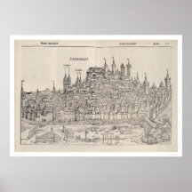 Beskåda av Nuremberg från den Nuremberg krönikan ( Affischer