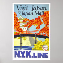 BesökJapan vintage resor Print