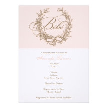 Beställnings- Bebe - rosa fransk baby showerinbjud