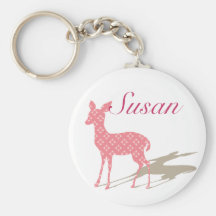 Beställnings- Keychain "rosa Bambi ", Nyckelring
