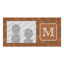 Beställnings- Monogram. Brun Paisley för mörk mode Foto Kort
