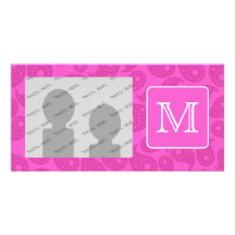 Beställnings- Monogram. Ljus rosa Paisley modell Skräddarsydda Fotokort