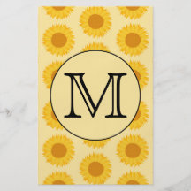 Beställnings- Monogram, med gula Sunflowers. Flygblad Designs