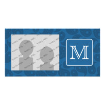 Beställnings- Monogram. Mörk - blåttPaisley modell Skräddarsydda Fotokort