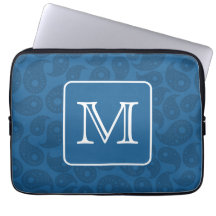 Beställnings- Monogram. Mörk - blåttPaisley modell Datorskydds Fodral